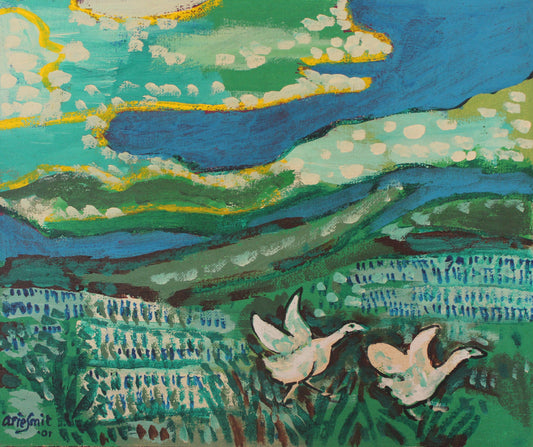 Arie Smit (1916-2016)- Landscape with Geese
